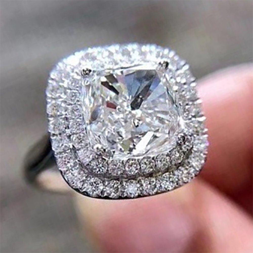 😍Engagement Dainty Anillos Zircon Square Dainty Wedding Rings for Women, L251